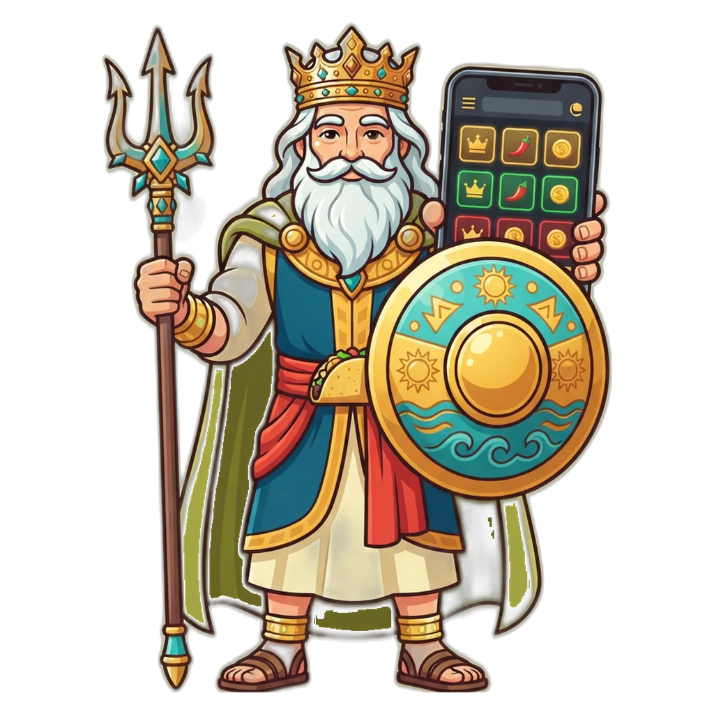 Rey del mar protegiendo un celular de una APK falsa con la etiqueta MOD