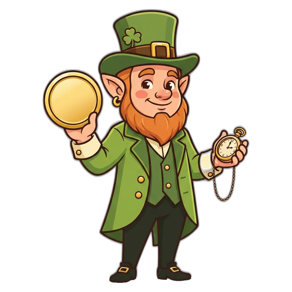 Duende de saco verde con una insignia dorada de 18+ como recordatorio de la mayoría de edad